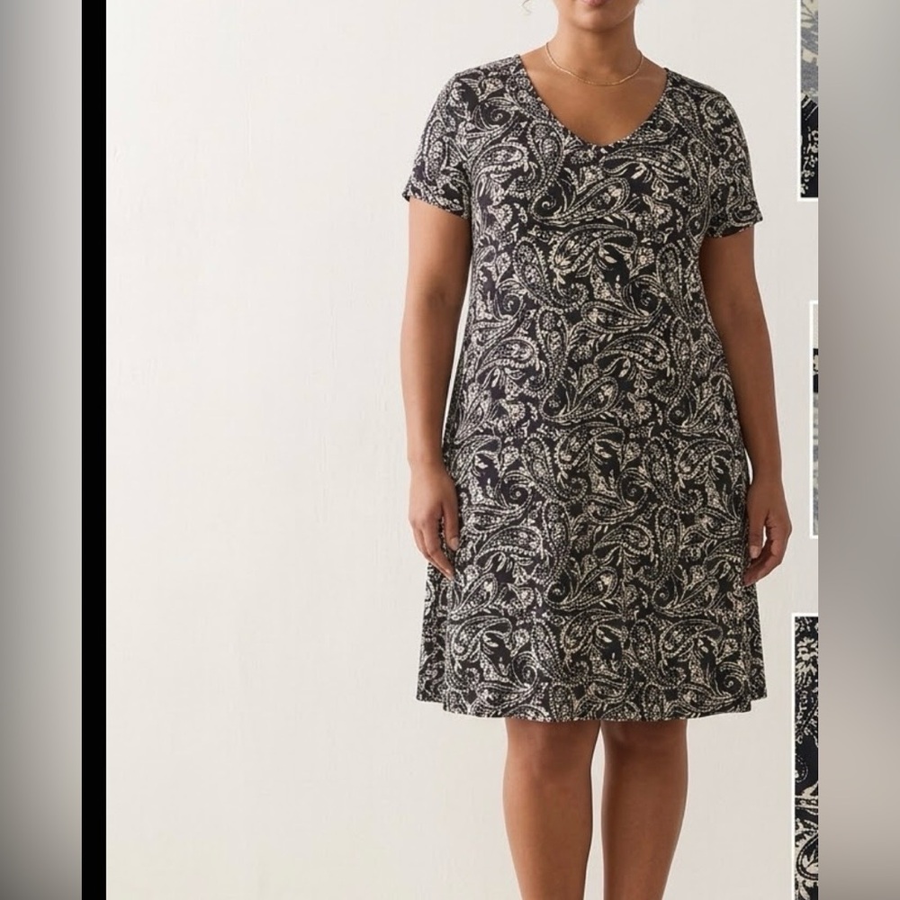 Tahari Black and White Paisley Midi Dress